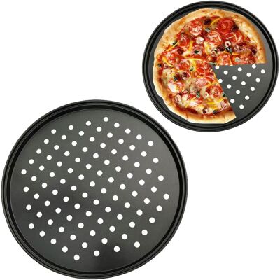 GRASSLIN 1 Plaque À Pizza Perforée, Acier Au Carbone 32cm, Revêtement Antiadhésif, Cuisson Uniforme, Four Et Grill - Publicité GRASSLIN 1 Plaque À Pizza Perforée, Acier Au Carbone 32cm, Revêtement Antiadhésif, Cuisson Uniforme, Four Et Grill - Publicité
