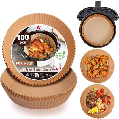 GRASSLIN 100 Papier Cuisson, Rond 20cm, Antiadhésif, Air Fryer, Four Micro-ondes - Publicité GRASSLIN 100 Papier Cuisson, Rond 20cm, Antiadhésif, Air Fryer, Four Micro-ondes - Publicité
