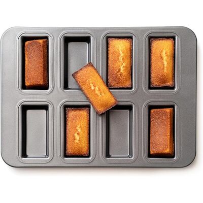 GRASSLIN Moule Financier Metal 8 Troue Plaque À Mini Financiers -8x3.5x1.5cm -revêtement Antiadhésif - (1pc) 1pc - Publicité GRASSLIN Moule Financier Metal 8 Troue Plaque À Mini Financiers -8x3.5x1.5cm -revêtement Antiadhésif - (1pc) 1pc - Publicité