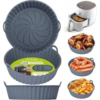 GRASSLIN 3 Pièces Moule Silicone Air Fryer, 20x20cm Réutilisable Antiadhésif, Résistant Chaud Four Micro-ondes, Gris - Publicité GRASSLIN 3 Pièces Moule Silicone Air Fryer, 20x20cm Réutilisable Antiadhésif, Résistant Chaud Four Micro-ondes, Gris - Publicité