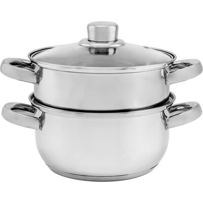 OEM Cuiseur Vapeur Florina Divapore 3 Pièces – Acier Inoxydable – Casserole 18 Cm – Couvercle En Verre Avec Valve – Compatible Induction - Publicité OEM Cuiseur Vapeur Florina Divapore 3 Pièces – Acier Inoxydable – Casserole 18 Cm – Couvercle En Verre Avec Valve – Compatible Induction - Publicité