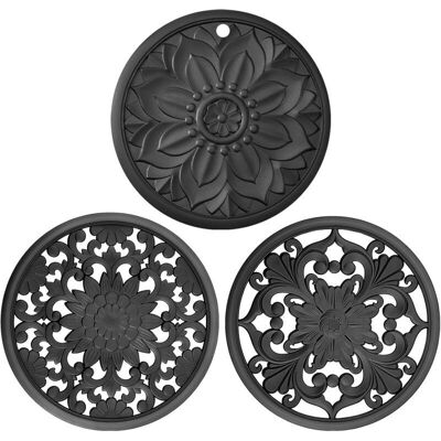 OEM Dessous De Plat Silicone Antidérapant Et Résistant À La Chaleur Protège Table Et Plan De Travail Lot De 3 Repose Plat Chaud, Casserole Et Poêle Assiettes - Publicité OEM Dessous De Plat Silicone Antidérapant Et Résistant À La Chaleur Protège Table Et Plan De Travail Lot De 3 Repose Plat Chaud, Casserole Et Poêle Assiettes - Publicité