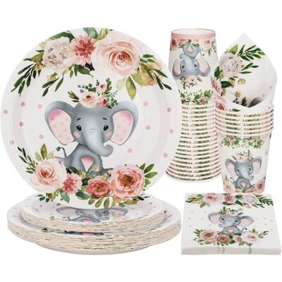 OEM 100 Pièces, Vaisselle Jetable Éléphant Rose, Assiettes Et Gobelets, Fête Prénatale, Anniversaire Fille, Événement Été - Publicité OEM 100 Pièces, Vaisselle Jetable Éléphant Rose, Assiettes Et Gobelets, Fête Prénatale, Anniversaire Fille, Événement Été - Publicité