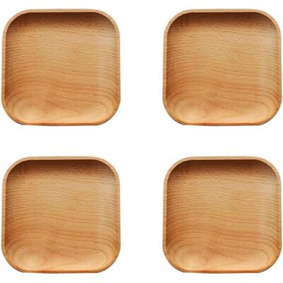 GRASSLIN 4 Pièces Assiette Bois Hêtre 12cm, Design Naturel, Vaisselle Légère, Pour Snack Et Dessert - Publicité GRASSLIN 4 Pièces Assiette Bois Hêtre 12cm, Design Naturel, Vaisselle Légère, Pour Snack Et Dessert - Publicité