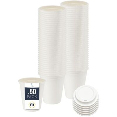 OEM 50 Gobelets Jetables En Bagasse, 400 Ml Avec Couvercle 90 Mm, Biodégradables Pour Boissons Chaudes Et Froides - Publicité OEM 50 Gobelets Jetables En Bagasse, 400 Ml Avec Couvercle 90 Mm, Biodégradables Pour Boissons Chaudes Et Froides - Publicité