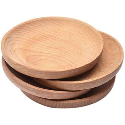 OEM 4 Plateaux De Service En Bois, Plateau Rond En Hêtre Massif, Assiettes À Gâteaux Et Collations Pour Usage Domestique Et Professionnel - Publicité OEM 4 Plateaux De Service En Bois, Plateau Rond En Hêtre Massif, Assiettes À Gâteaux Et Collations Pour Usage Domestique Et Professionnel - Publicité