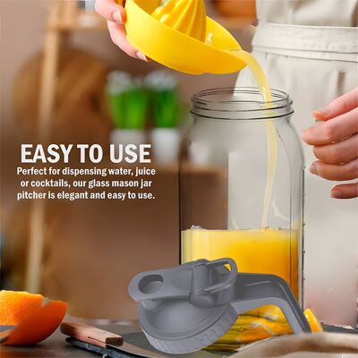 ETNZEBC Pichet En Verre Mason Jar, Avec Couvercle, Large Ouverture, Grande Capacité, Filtre Anti-fuite, Infusion À Froid, Pour Eau, Lait, Thé, Café Glacé Et Boissons - Publicité ETNZEBC Pichet En Verre Mason Jar, Avec Couvercle, Large Ouverture, Grande Capacité, Filtre Anti-fuite, Infusion À Froid, Pour Eau, Lait, Thé, Café Glacé Et Boissons - Publicité
