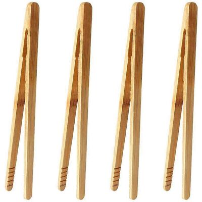 KOWOLL Lot De 4 Pinces Alimentaires En Bambou Pour Grille-pain, Salade, Gâteau, Thé, Outil De Cuisine - Publicité KOWOLL Lot De 4 Pinces Alimentaires En Bambou Pour Grille-pain, Salade, Gâteau, Thé, Outil De Cuisine - Publicité