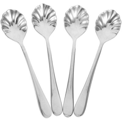 LISATR Lot De 4 Cuillères À Thé/à Dessert/à Glace/à Café Créatives En Acier Inoxydable En Forme De Coquillage-13.20x3.30x1.00cm-silver - Publicité LISATR Lot De 4 Cuillères À Thé/à Dessert/à Glace/à Café Créatives En Acier Inoxydable En Forme De Coquillage-13.20x3.30x1.00cm-silver - Publicité