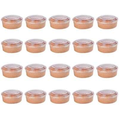 LISATR 20 Bols Jetables En Papier Kraft Pour Salade De Fruits, Contenants Alimentaires, Cadeaux De Fête (473 Ml, Avec Couvercle) - Publicité LISATR 20 Bols Jetables En Papier Kraft Pour Salade De Fruits, Contenants Alimentaires, Cadeaux De Fête (473 Ml, Avec Couvercle) - Publicité