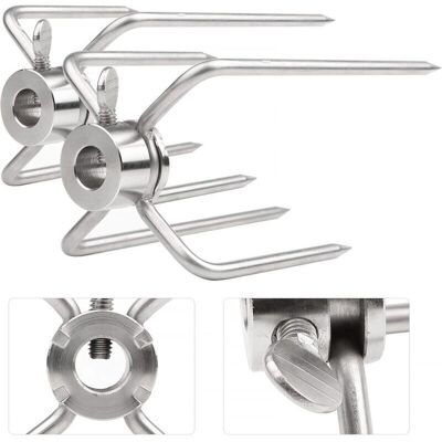 Scotch 2 Pinces À Viande Pour Tournebroche, Aiguilles À Viande Pour Brochette De Grill En Acier Inoxydable D'Un Diamètre De 11,5 Mm Avec Vis De Blocage - Publicité Scotch 2 Pinces À Viande Pour Tournebroche, Aiguilles À Viande Pour Brochette De Grill En Acier Inoxydable D'Un Diamètre De 11,5 Mm Avec Vis De Blocage - Publicité
