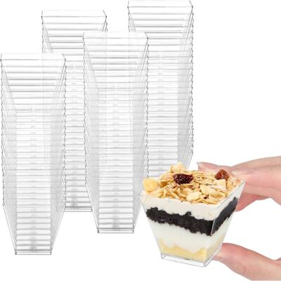 PELTOR Mini Gobelets À Dessert 60ml(50pcs) – Coupes Carrées En Plastique – Parfaits Pour Mousse, Puding, Apéritifs - Publicité PELTOR Mini Gobelets À Dessert 60ml(50pcs) – Coupes Carrées En Plastique – Parfaits Pour Mousse, Puding, Apéritifs - Publicité