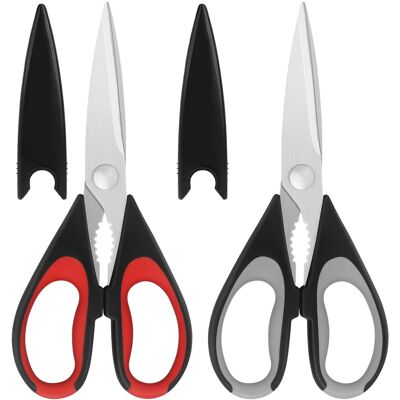 OEM Ciseaux De Cuisine Multifonction, Lot De 2 Pièces – Lames Acier Inoxydable, Manche Souple, Rouge/gris - Publicité OEM Ciseaux De Cuisine Multifonction, Lot De 2 Pièces – Lames Acier Inoxydable, Manche Souple, Rouge/gris - Publicité