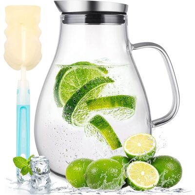 OEM 1 Carafe, Verre Borosilicate, 2 Litres, Bec Verseur Anti-goutte, Couvercle Avec Filtre, Pour Réfrigérateur Et Table - Publicité OEM 1 Carafe, Verre Borosilicate, 2 Litres, Bec Verseur Anti-goutte, Couvercle Avec Filtre, Pour Réfrigérateur Et Table - Publicité