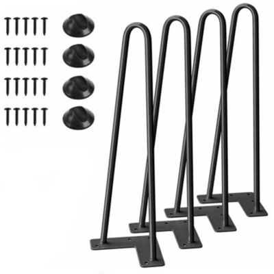SCORPIO Lot De Pied De Table - 4 Pcs - En Acier - Long 20 Cm - En Forme De U - Avec Vis - Noir - Publicité SCORPIO Lot De Pied De Table - 4 Pcs - En Acier - Long 20 Cm - En Forme De U - Avec Vis - Noir - Publicité