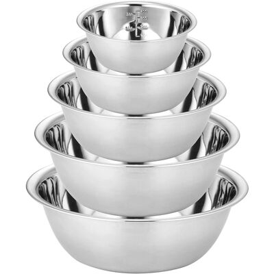 OEM Lot De 5 Saladiers,acier Inoxydable,bols Empilables,lignes Graduées,cuisine,salades,mélange - Publicité OEM Lot De 5 Saladiers,acier Inoxydable,bols Empilables,lignes Graduées,cuisine,salades,mélange - Publicité