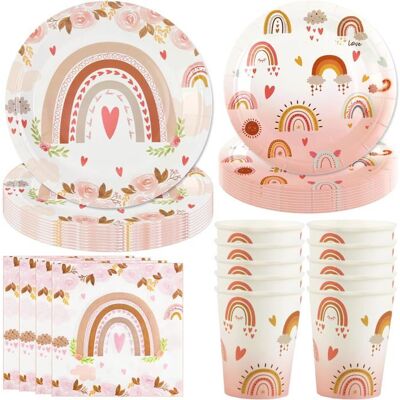 OEM 50 Pièces Vaisselle Jetable Boho, Assiettes 18 Cm Et 23 Cm, Gobelets Carton, Serviettes, Décoration Fête Arc-en-ciel Pour Anniversaire Enfant - Publicité OEM 50 Pièces Vaisselle Jetable Boho, Assiettes 18 Cm Et 23 Cm, Gobelets Carton, Serviettes, Décoration Fête Arc-en-ciel Pour Anniversaire Enfant - Publicité