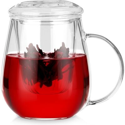 IMPORT Mug En Verre 530 Ml Avec Infuseur Et Couvercle 139817 - Publicité IMPORT Mug En Verre 530 Ml Avec Infuseur Et Couvercle 139817 - Publicité