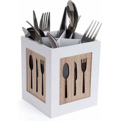 ABYSSE Boîte À Couverts En Bois - Panier À Couverts Pour Cuillère, Fourchette, Couteau - Range-couverts Décoratif Avec Motif Couverts - Pour Table À Manger, Cuisine, Restaurant - Blanc - Publicité ABYSSE Boîte À Couverts En Bois - Panier À Couverts Pour Cuillère, Fourchette, Couteau - Range-couverts Décoratif Avec Motif Couverts - Pour Table À Manger, Cuisine, Restaurant - Blanc - Publicité