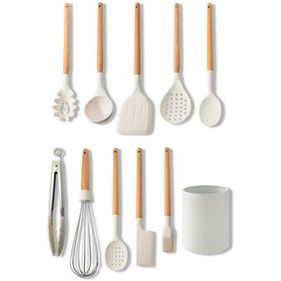OEM Ulisem 10 Pièces Kit Ustensiles De Cuisine, Set De Couverts De Cuisine, Poignée En Bois, Résistant À La Chaleur, Sains Et Antiadhésifs, Passent Au Lave-vaisselle(blanc) - Publicité OEM Ulisem 10 Pièces Kit Ustensiles De Cuisine, Set De Couverts De Cuisine, Poignée En Bois, Résistant À La Chaleur, Sains Et Antiadhésifs, Passent Au Lave-vaisselle(blanc) - Publicité