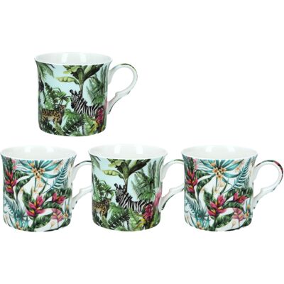 OEM Ensemble De 4 Tasses - Safari Tropical (fbch) - Publicité OEM Ensemble De 4 Tasses - Safari Tropical (fbch) - Publicité