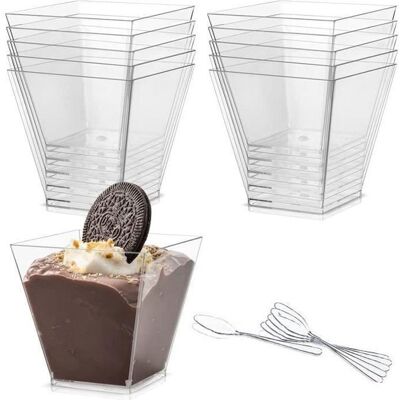 OEM 50 Verrines Plastique Réutilisables, Transparentes Avec Cuillères Intégrées, Pour Desserts Et Présentation Gourmande - Publicité OEM 50 Verrines Plastique Réutilisables, Transparentes Avec Cuillères Intégrées, Pour Desserts Et Présentation Gourmande - Publicité