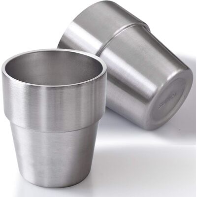 BLEOSAN Lot De 2 Gobelets En Acier Inoxydable De 300 Ml Double Paroi Pour Barbecue, Maison, Bureau, Fête, Conduite - Publicité BLEOSAN Lot De 2 Gobelets En Acier Inoxydable De 300 Ml Double Paroi Pour Barbecue, Maison, Bureau, Fête, Conduite - Publicité