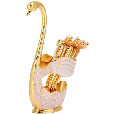 LBVIE Ensemble De Cuillères À Café Et Dessert Style Européen Élégant Avec Porte-cuillères À Fruits En Forme De Cygne, Vaisselle Décorative Dorée - Publicité LBVIE Ensemble De Cuillères À Café Et Dessert Style Européen Élégant Avec Porte-cuillères À Fruits En Forme De Cygne, Vaisselle Décorative Dorée - Publicité