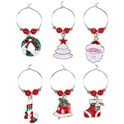 FATRD Lot De 6 Anneaux Décoratifs Pour Verres À Vin, Pendentifs Et Gobelets Sur Le Thème De Noël, Pour La Décoration De La Maison Et Des Fêtes (rouge)-3x2.4-red - Publicité FATRD Lot De 6 Anneaux Décoratifs Pour Verres À Vin, Pendentifs Et Gobelets Sur Le Thème De Noël, Pour La Décoration De La Maison Et Des Fêtes (rouge)-3x2.4-red - Publicité
