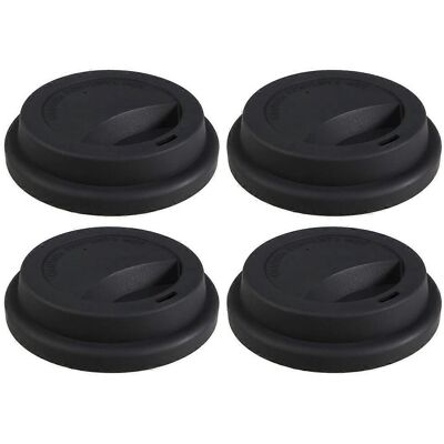 LISATR Lot De 4 Couvercles En Silicone Réutilisables Pour Tasses À Café De Voyage, Anti-poussière (noir)-9.5x9.5x2cm-black - Publicité LISATR Lot De 4 Couvercles En Silicone Réutilisables Pour Tasses À Café De Voyage, Anti-poussière (noir)-9.5x9.5x2cm-black - Publicité