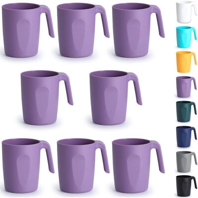 GRASSLIN Set De 8 Gobelets, Plastique Violet, Poignées Ergonomiques, Tasses Réutilisables, Micro-ondes, Pour Maison, Jardin, Camping - Publicité GRASSLIN Set De 8 Gobelets, Plastique Violet, Poignées Ergonomiques, Tasses Réutilisables, Micro-ondes, Pour Maison, Jardin, Camping - Publicité