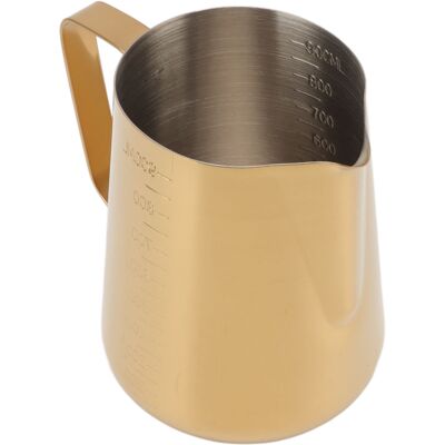 HEAT Pichet À Mousser Le Lait À Double Graduation En Acier Inoxydable 304, 900 Ml, Doré, Idéal Pour Le Latte Art. Publicité HEAT Pichet À Mousser Le Lait À Double Graduation En Acier Inoxydable 304, 900 Ml, Doré, Idéal Pour Le Latte Art. Publicité