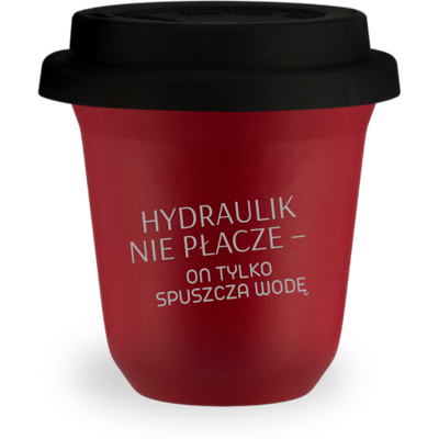 OEM Mug Rouge De 80 Ml « Les Plombiers Ne Pleurent Pas, Ils Tirent La Chasse », Avec Couvercle Noir - Publicité OEM Mug Rouge De 80 Ml « Les Plombiers Ne Pleurent Pas, Ils Tirent La Chasse », Avec Couvercle Noir - Publicité