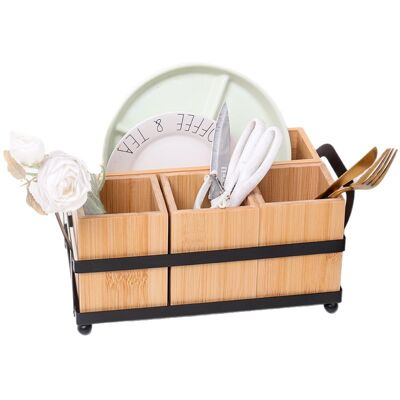 ALVIOR Caddy À Couverts - Boîte Organisatrice En Bois Pour Fourchettes Cuillères Couteaux Assiettes En Papier Et Serviettes - 4 Compartiments Amovibles - Idéal Pour Cuisine Salle De Bain Bureau - 1 Pièce - Publicité ALVIOR Caddy À Couverts - Boîte Organisatrice En Bois Pour Fourchettes Cuillères Couteaux Assiettes En Papier Et Serviettes - 4 Compartiments Amovibles - Idéal Pour Cuisine Salle De Bain Bureau - 1 Pièce - Publicité
