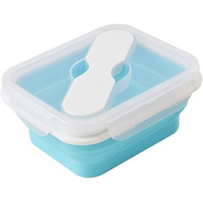 URSUS Boîte À Déjeuner En Silicone Avec Cuillère Et Fourchette, Récipient De Stockage Alimentaire Pliable Avec Couvercle À Clipser, 590 Ml - Publicité URSUS Boîte À Déjeuner En Silicone Avec Cuillère Et Fourchette, Récipient De Stockage Alimentaire Pliable Avec Couvercle À Clipser, 590 Ml - Publicité