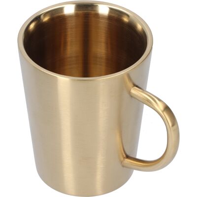 MCKENSA Mug À Bière/café/eau En Acier Inoxydable 304 De 340 Ml Avec Poignée, Double Paroi, Couleur Or - Publicité MCKENSA Mug À Bière/café/eau En Acier Inoxydable 304 De 340 Ml Avec Poignée, Double Paroi, Couleur Or - Publicité