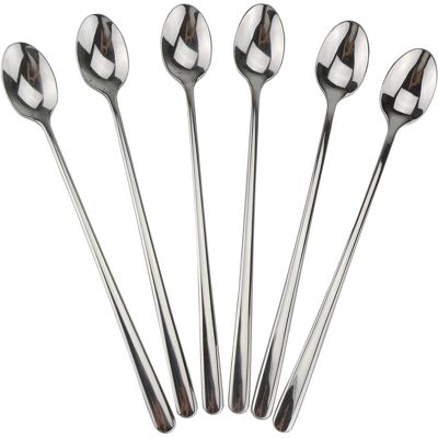 ALVIOR Cuillère À Long Manche - En Acier Inoxydable 18/10 - Pour Thé Glacé Café Cocktail Milkshake - Lot De 6 - Publicité ALVIOR Cuillère À Long Manche - En Acier Inoxydable 18/10 - Pour Thé Glacé Café Cocktail Milkshake - Lot De 6 - Publicité