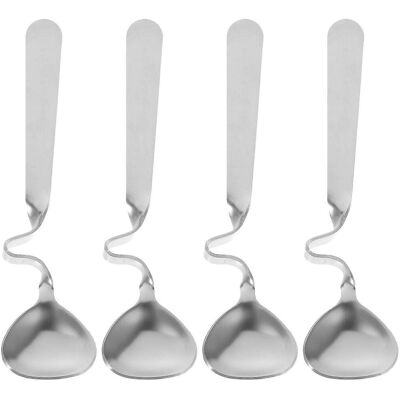 LISATR Lot De 4 Cuillères À Miel En Acier Inoxydable Avec Manche Incurvé, Cuillères À Café (argenté)-14.8x3x0.5cm-silver - Publicité LISATR Lot De 4 Cuillères À Miel En Acier Inoxydable Avec Manche Incurvé, Cuillères À Café (argenté)-14.8x3x0.5cm-silver - Publicité