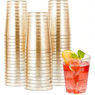 GRASSLIN Lot De 50 Gobelets, Bord Argenté, Plastique Dur, 280 Ml, Réutilisables, Pour Fête, Cocktail, Mariage - Publicité GRASSLIN Lot De 50 Gobelets, Bord Argenté, Plastique Dur, 280 Ml, Réutilisables, Pour Fête, Cocktail, Mariage - Publicité