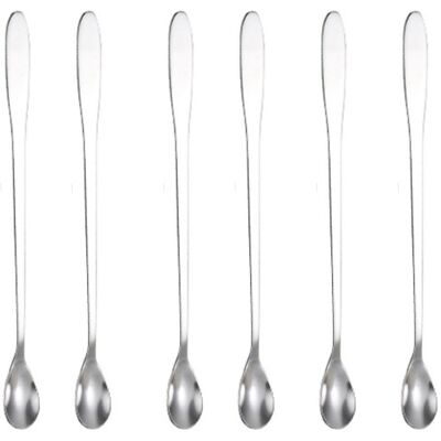 ALVIOR Cuillère À Café Longue - Acier Inoxydable - 23 Cm - Pour Glace Café, Thé Glacé, Milk-shake, Sundae Et Boissons Froides - Lot De 6 - Publicité ALVIOR Cuillère À Café Longue - Acier Inoxydable - 23 Cm - Pour Glace Café, Thé Glacé, Milk-shake, Sundae Et Boissons Froides - Lot De 6 - Publicité