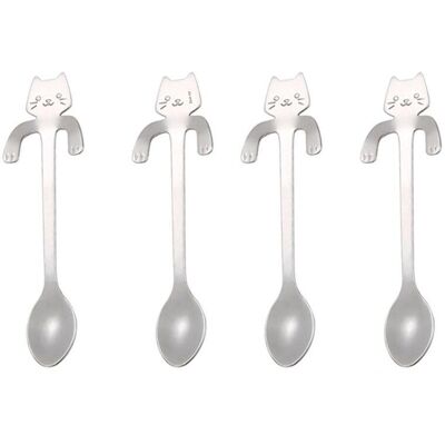 ALVIOR Cuillère À Café En Forme De Chat - Acier Inoxydable 304 - Design Suspendu Pour Tasse - Idéal Thé Café Milkshake - Lot De 4 - Publicité ALVIOR Cuillère À Café En Forme De Chat - Acier Inoxydable 304 - Design Suspendu Pour Tasse - Idéal Thé Café Milkshake - Lot De 4 - Publicité
