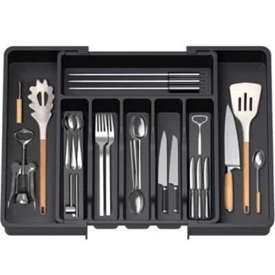 OEM Range Couverts, Plateau D'Ustensiles Extensible Pour Tiroir, Organisateur De Tiroir Réglable Pour La Cuisine, Rangement Compact En Plastique Pour Contenir Des Cuillères, Fourchettes, Noir - Publicité OEM Range Couverts, Plateau D'Ustensiles Extensible Pour Tiroir, Organisateur De Tiroir Réglable Pour La Cuisine, Rangement Compact En Plastique Pour Contenir Des Cuillères, Fourchettes, Noir - Publicité