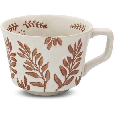 KAJFJAD Mug En Céramique De 35 Cl Avec Anse Surdimensionnée - Tasse En Grès Au Motif Lierre Unique, Idéale Pour Le Thé, Le Moka, Le Latte, Le Cappuccino Et L'Espresso - Publicité KAJFJAD Mug En Céramique De 35 Cl Avec Anse Surdimensionnée - Tasse En Grès Au Motif Lierre Unique, Idéale Pour Le Thé, Le Moka, Le Latte, Le Cappuccino Et L'Espresso - Publicité