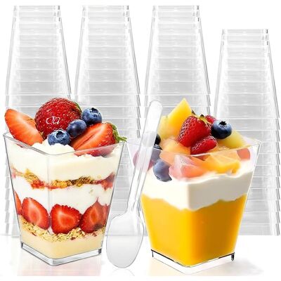 OEM Lot De 50 Gobelets À Dessert, 160 Ml, Transparents, Avec 50 Cuillères, En Plastique Abs, Réutilisables, Pour Maison Et Fêtes - Publicité OEM Lot De 50 Gobelets À Dessert, 160 Ml, Transparents, Avec 50 Cuillères, En Plastique Abs, Réutilisables, Pour Maison Et Fêtes - Publicité