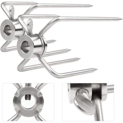 ABYSSE 2 Pinces À Viande Pour Tournebroche, Aiguilles À Viande Pour Brochette De Grill En Acier Inoxydable D'Un Diamètre De 11,5 Mm Avec Vis De Blocage - Publicité ABYSSE 2 Pinces À Viande Pour Tournebroche, Aiguilles À Viande Pour Brochette De Grill En Acier Inoxydable D'Un Diamètre De 11,5 Mm Avec Vis De Blocage - Publicité