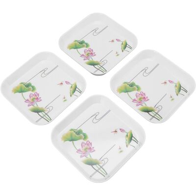 MCKENSA Ensemble De 4 Assiettes À Fruits Et À Dessert Multifonctionnelles Pour La Maison, L'École Et Le Restaurant. Plateau De Rangement, Plateau À Os À Rôtir, Motif Lotus. Publicité MCKENSA Ensemble De 4 Assiettes À Fruits Et À Dessert Multifonctionnelles Pour La Maison, L'École Et Le Restaurant. Plateau De Rangement, Plateau À Os À Rôtir, Motif Lotus. Publicité