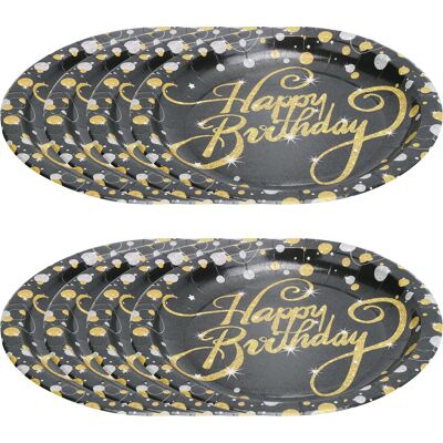 LBVIE Lot De 8 Assiettes En Carton Rondes Jetables Pour Anniversaire, Mariage Ou Fête. Vaisselle Imprimée « Joyeux Anniversaire ». Publicité LBVIE Lot De 8 Assiettes En Carton Rondes Jetables Pour Anniversaire, Mariage Ou Fête. Vaisselle Imprimée « Joyeux Anniversaire ». Publicité
