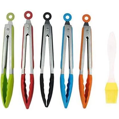 OEM Lot De 5 Pinces De Cuisine En Acier Inoxydable, Tête En Silicone Résistant À La Chaleur, Pour Barbecue Et Salade - Publicité OEM Lot De 5 Pinces De Cuisine En Acier Inoxydable, Tête En Silicone Résistant À La Chaleur, Pour Barbecue Et Salade - Publicité