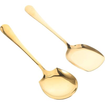 OEM Lot De 2 Cuillère De, Acier Inoxydable, Manche Long 22,5cm, Surface Polie, Pour Buffet Restaurant Maison - Publicité OEM Lot De 2 Cuillère De, Acier Inoxydable, Manche Long 22,5cm, Surface Polie, Pour Buffet Restaurant Maison - Publicité