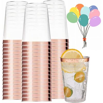 GRASSLIN Lot De 50 Gobelets Abs Bordure Argentée 280ml Réutilisables Pour Fête Cocktail Mariage - Publicité GRASSLIN Lot De 50 Gobelets Abs Bordure Argentée 280ml Réutilisables Pour Fête Cocktail Mariage - Publicité